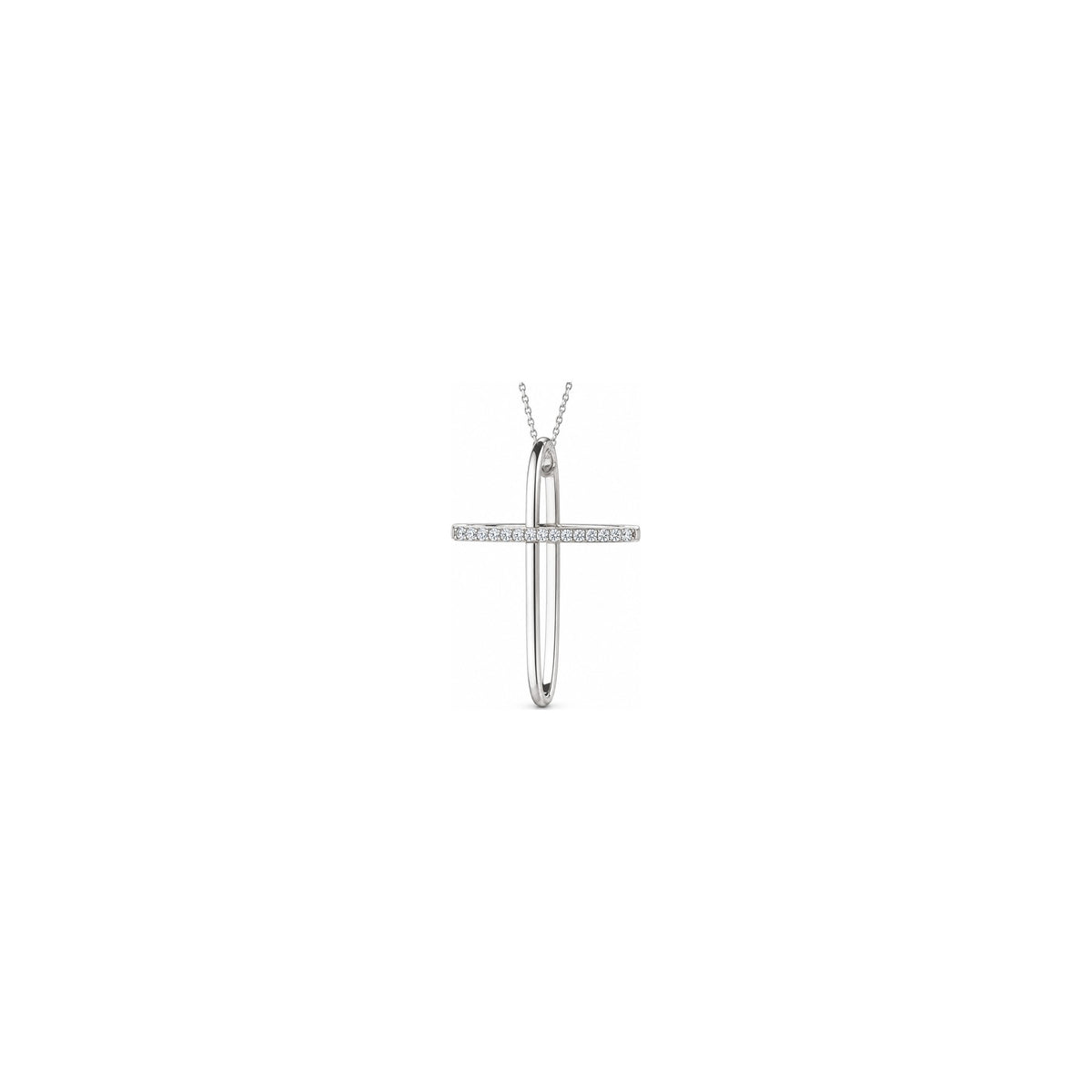 Croce Asola Lucida con Diamanti Naturali in Oro 18kt