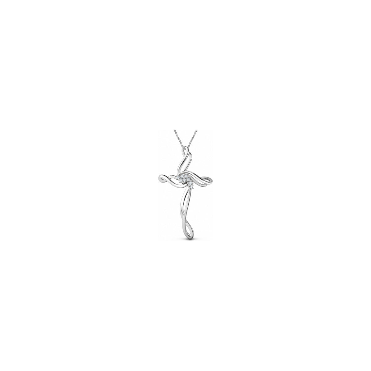 Cruz de Mujer Estilizada con Diamantes Naturales en Oro Blanco de 18kt AuriA