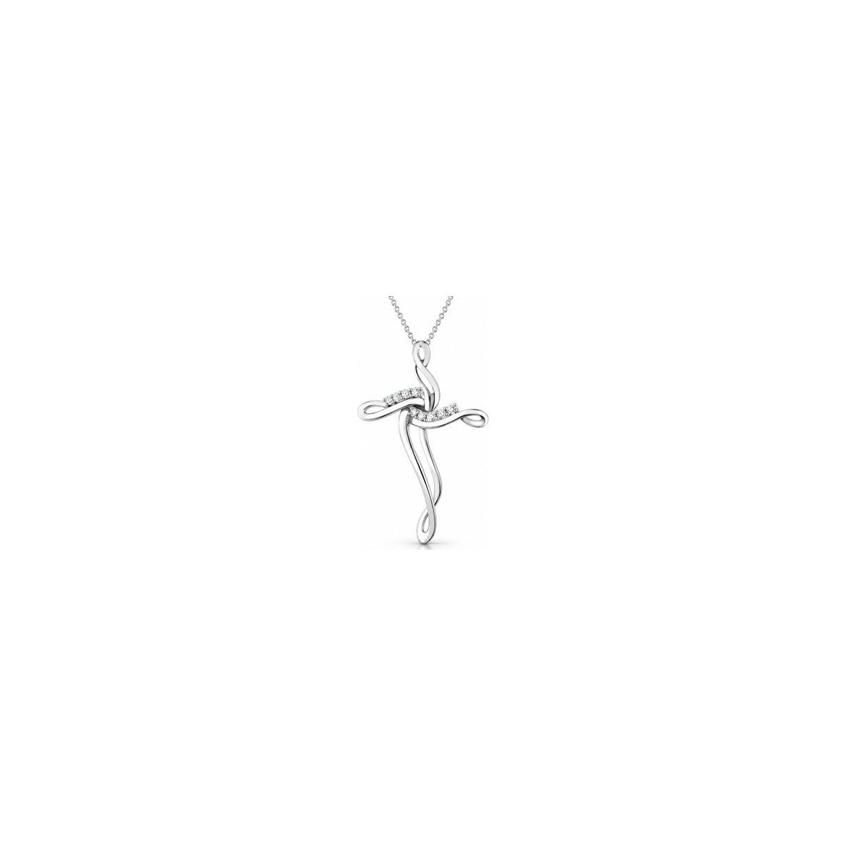Cruz de mujer estilizada con diamantes naturales en oro blanco de 18kt AuriA