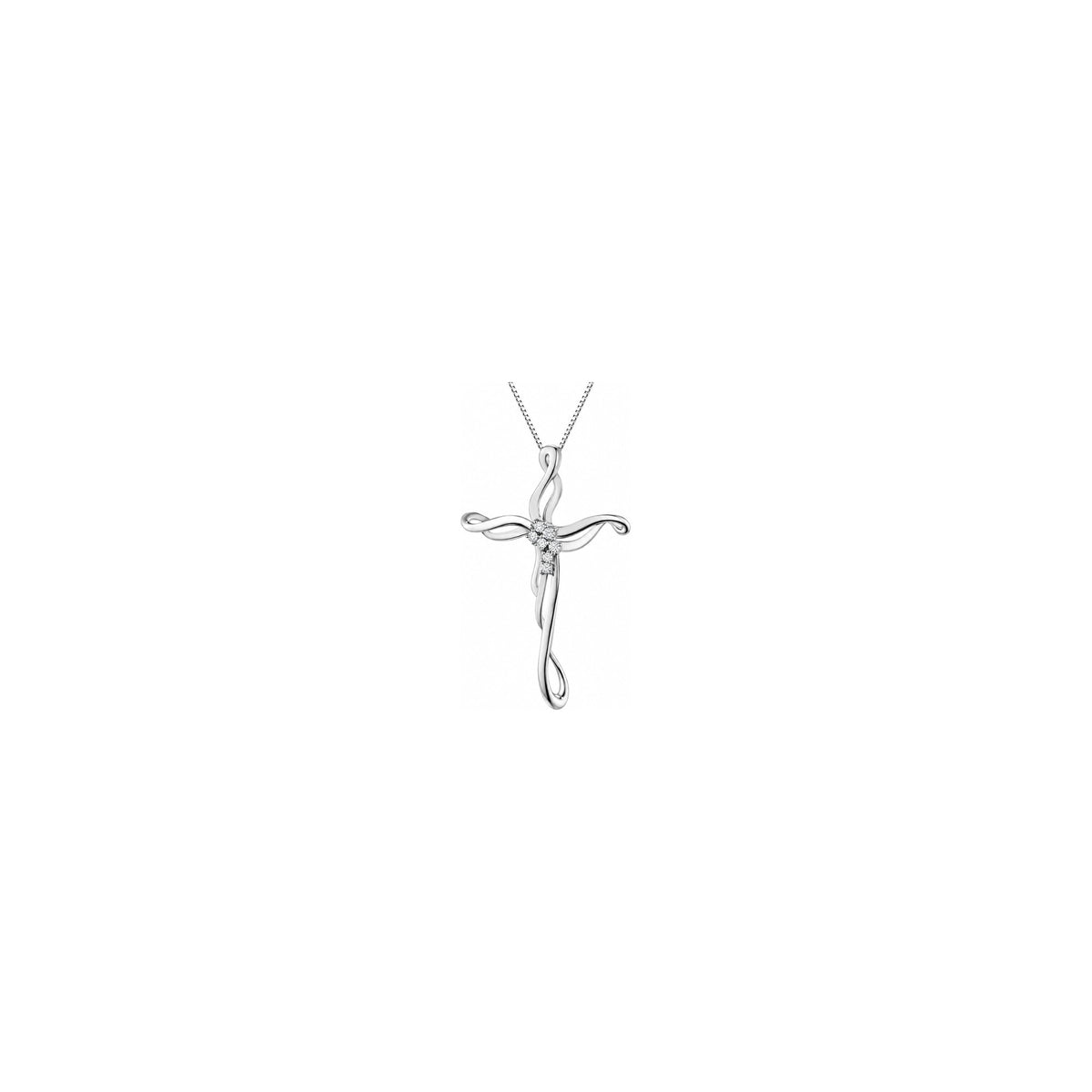 Cruz de mujer estilizada con diamantes naturales en oro blanco de 18kt AuriA