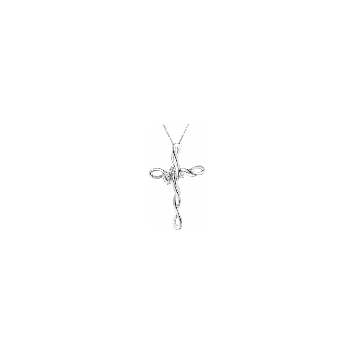 Cruz de mujer estilizada con diamantes naturales en oro blanco de 18kt AuriA