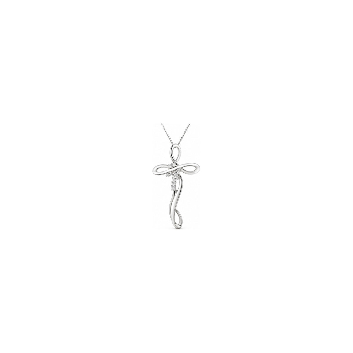 Cruz Mujer Estilizada con Diamantes Naturales Oro Blanco 18kt AuriA