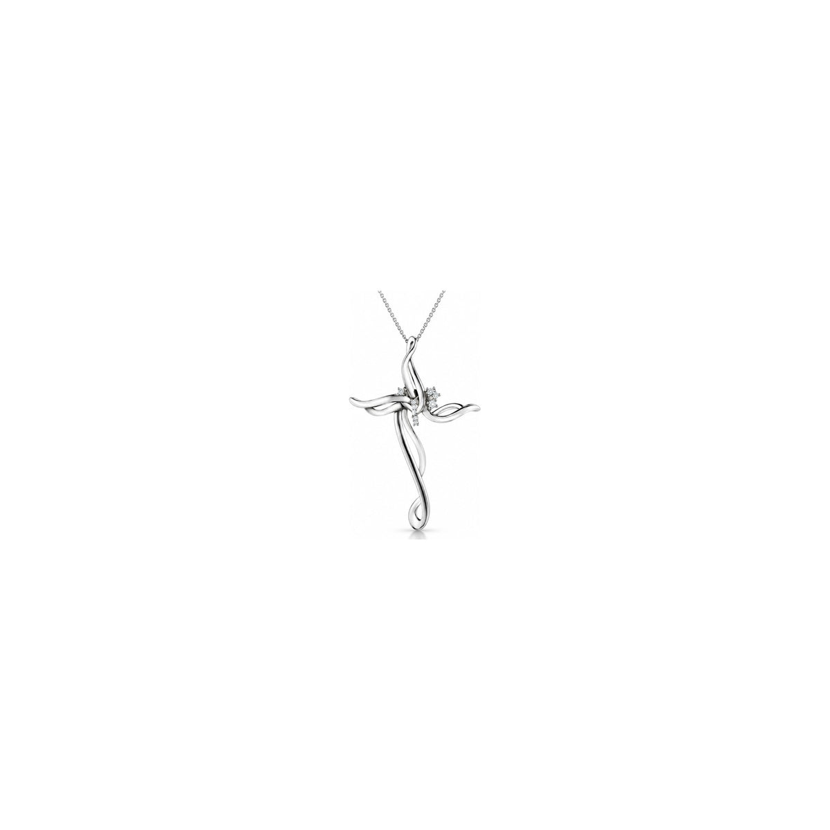 Cruz de Mujer Estilizada con Diamantes Naturales en Oro Blanco de 18kt AuriA