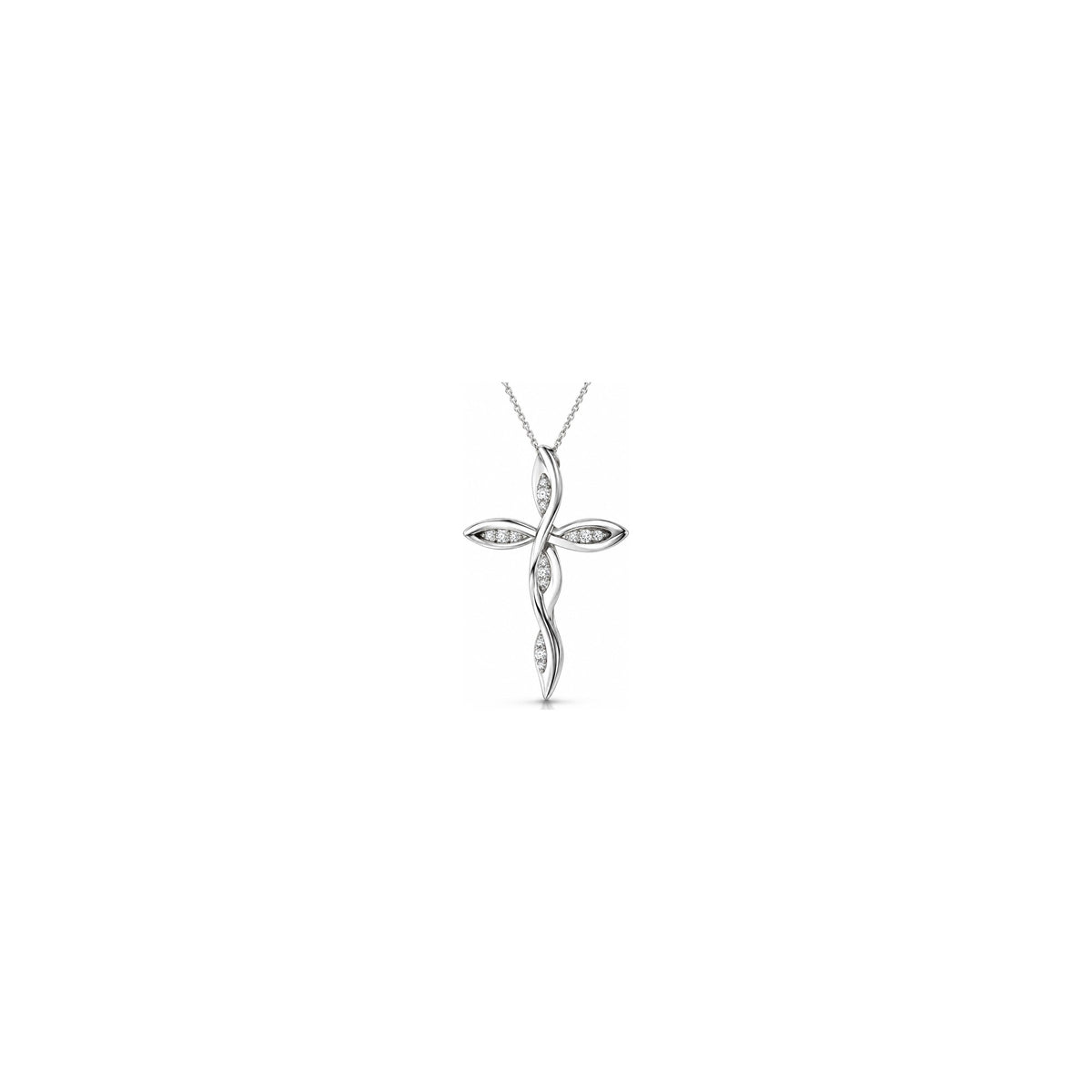 Cruz de Mujer Estilizada con Diamantes Naturales Oro Blanco 18kt AuriA