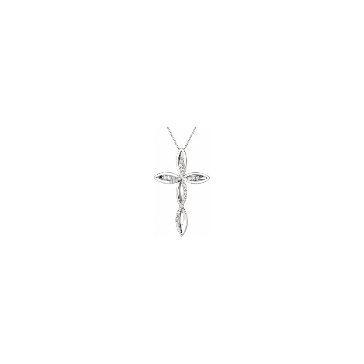 Cruz de mujer estilizada con diamantes naturales en oro blanco de 18kt AuriA