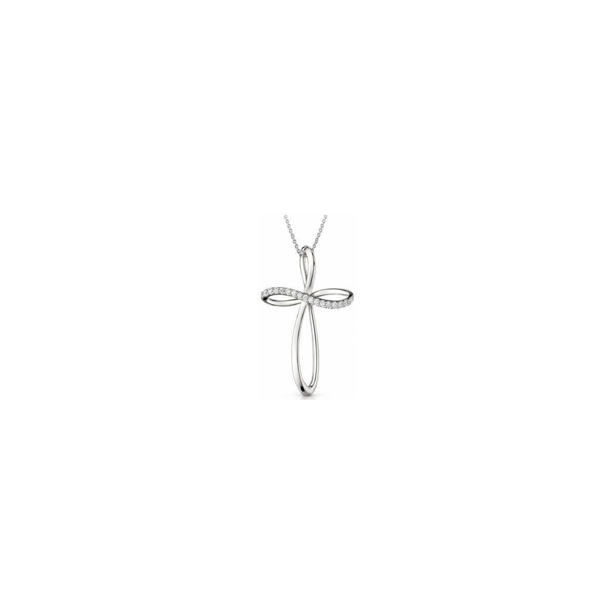 Stylized Women's Cross with Natural Diamonds, 18kt White Gold AuriA