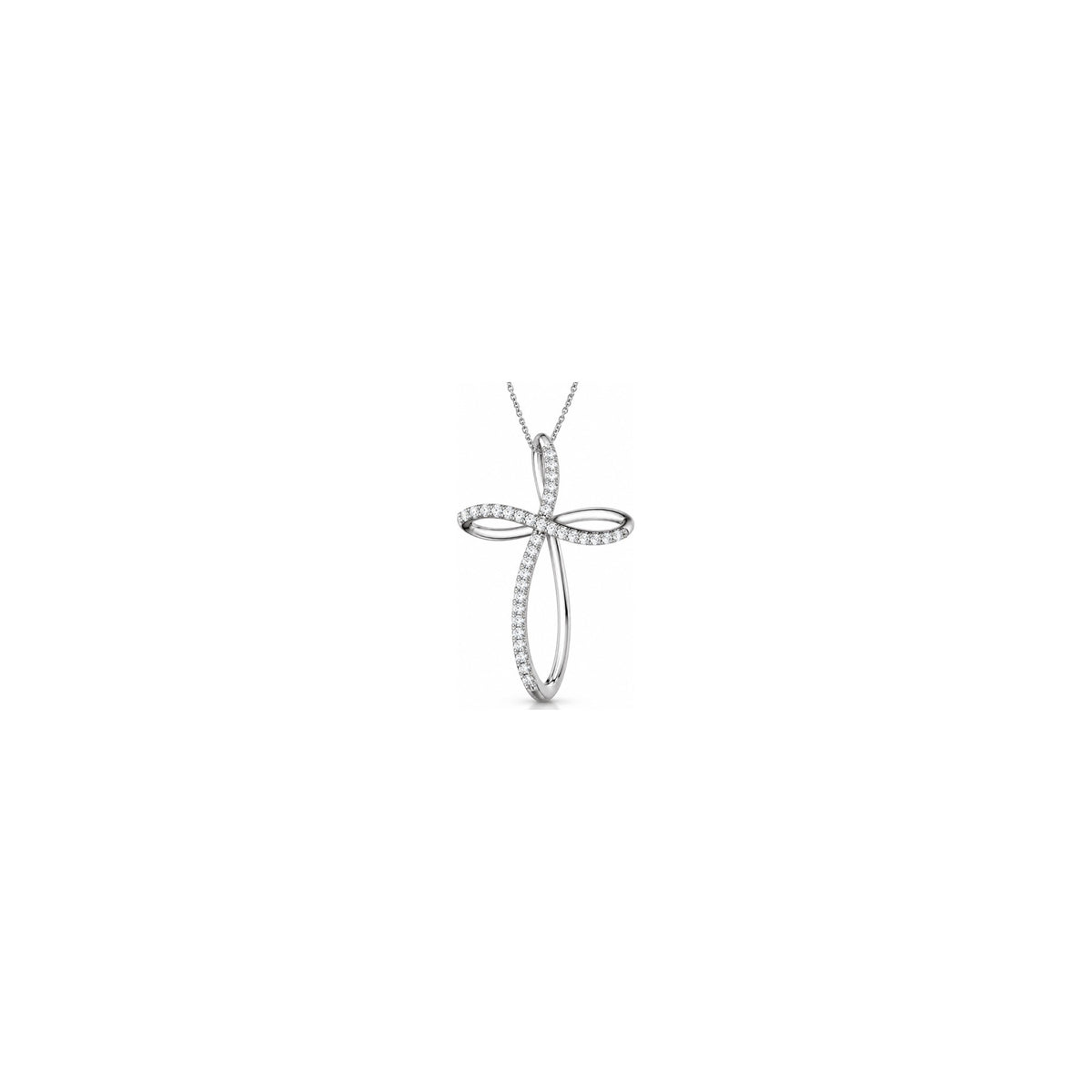 Stylized Women's Cross with Natural Diamonds, 18kt White Gold AuriA
