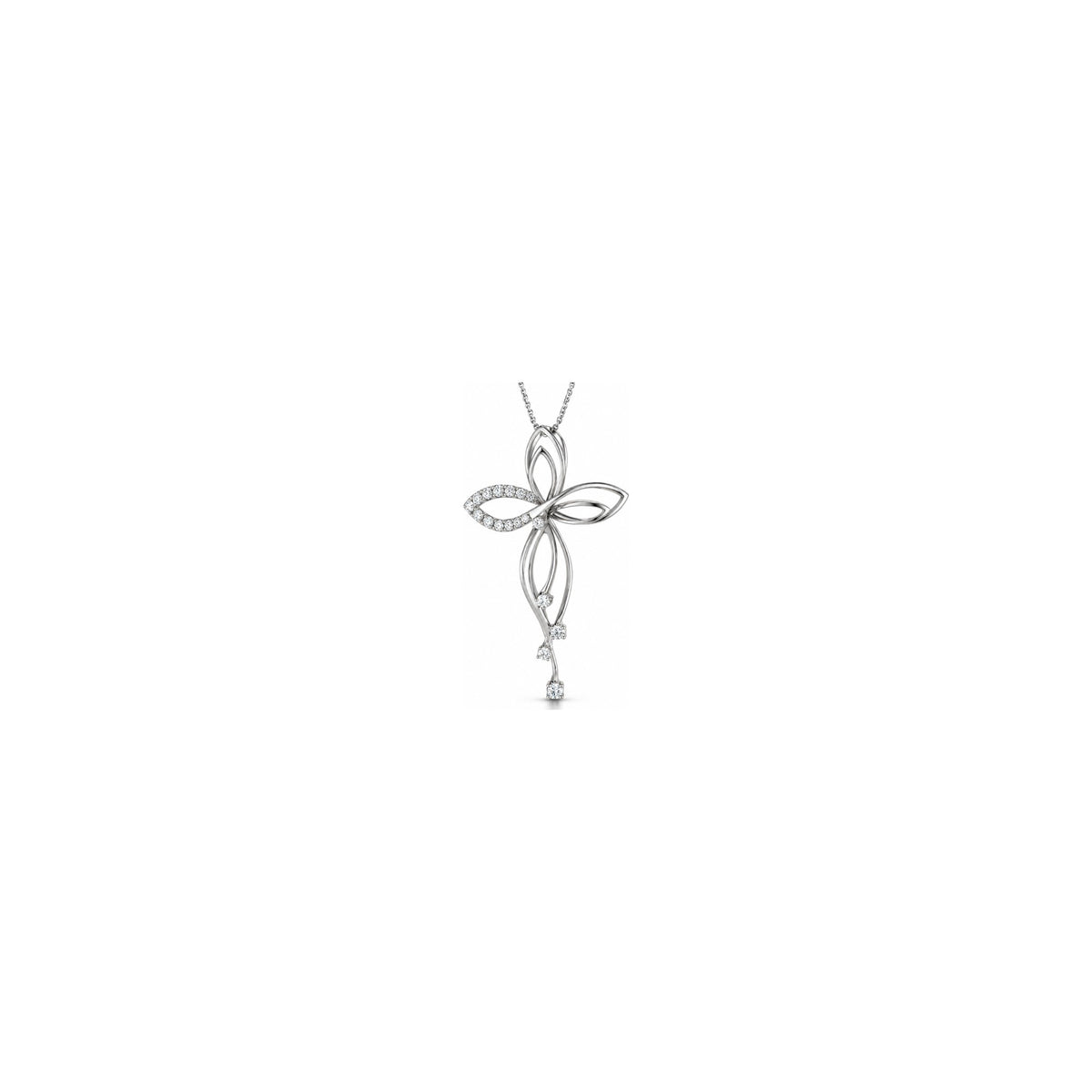 Stylized Women's Cross with Natural Diamonds, 18kt White Gold AuriA