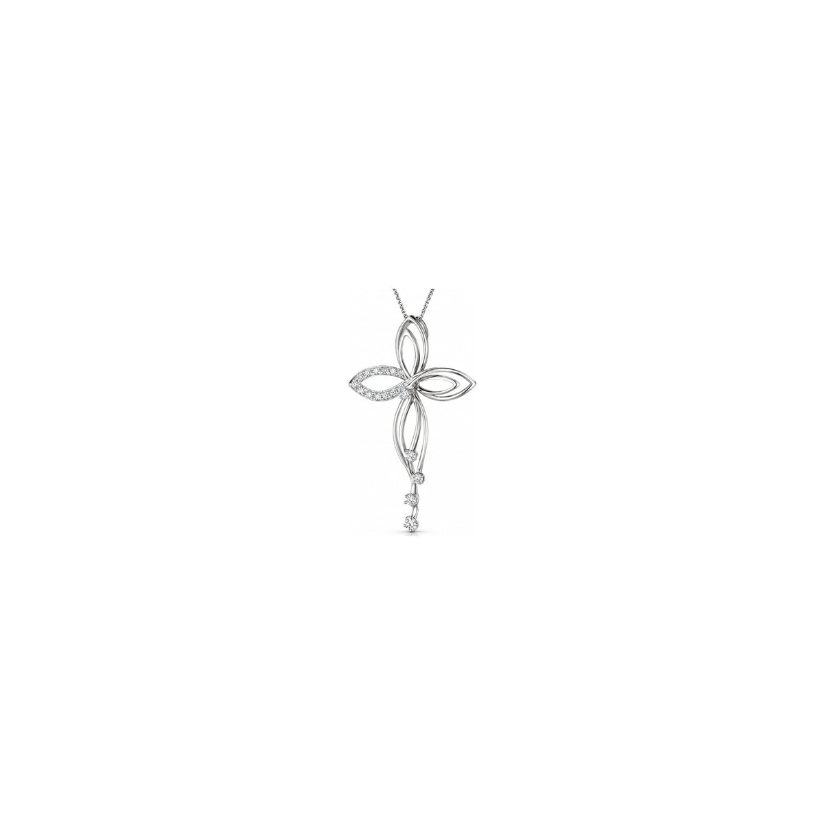 Stylized Women's Cross with Natural Diamonds, 18kt White Gold AuriA