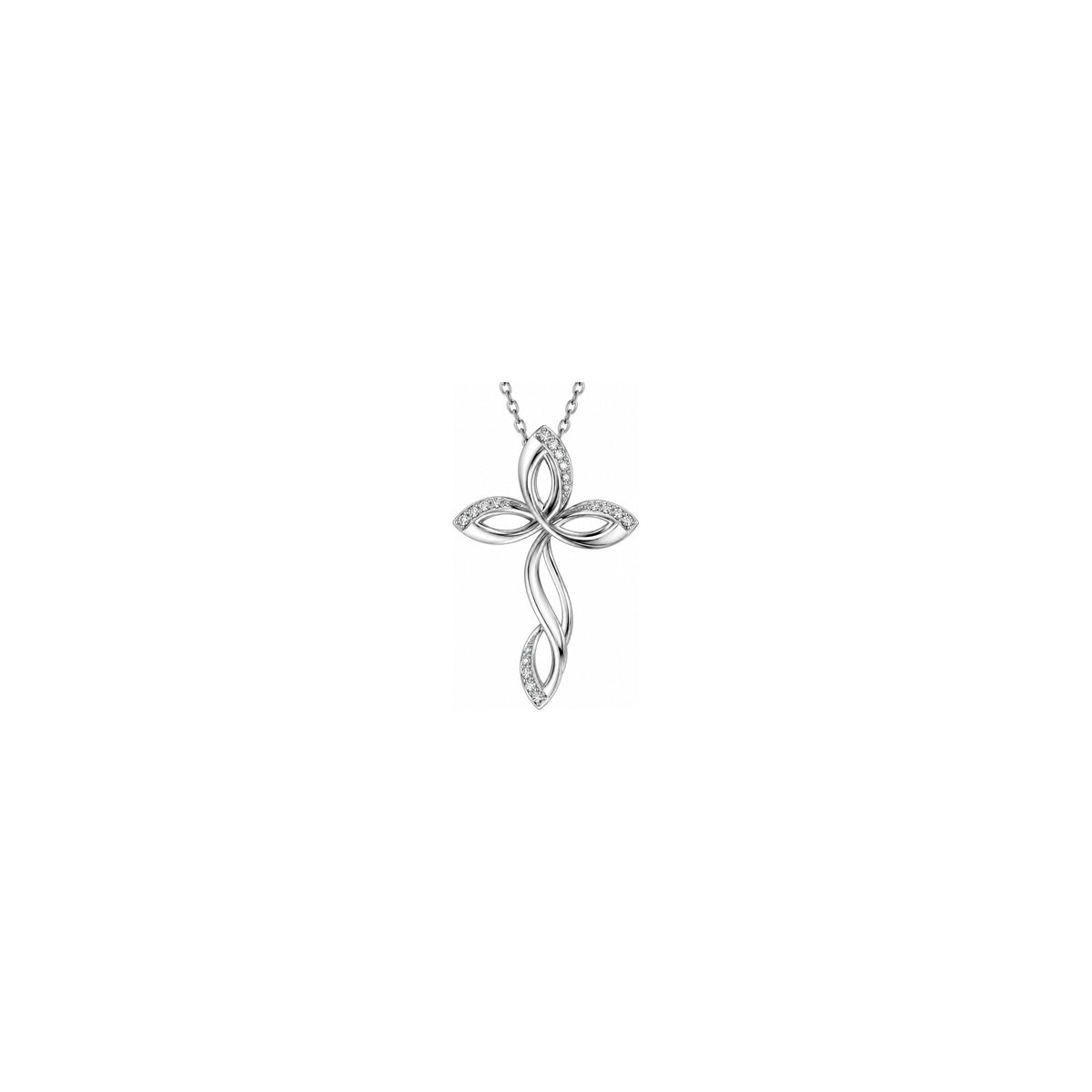 Stylized Women's Cross with Natural Diamonds, 18kt White Gold AuriA