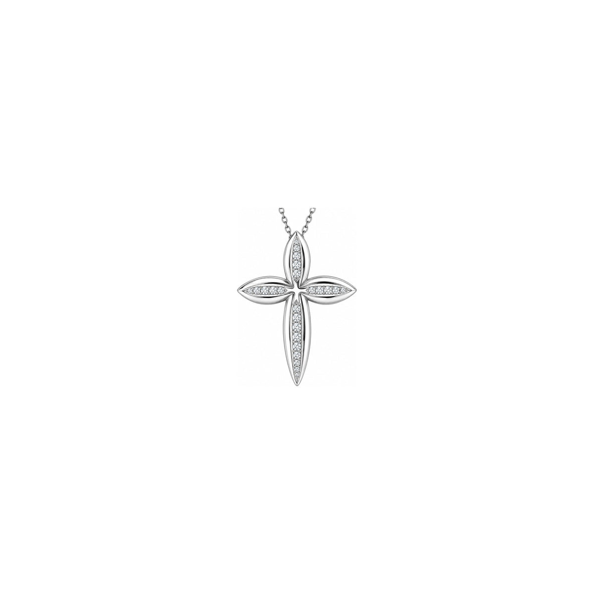 Stylized Women's Cross with Natural Diamonds, 18kt White Gold AuriA
