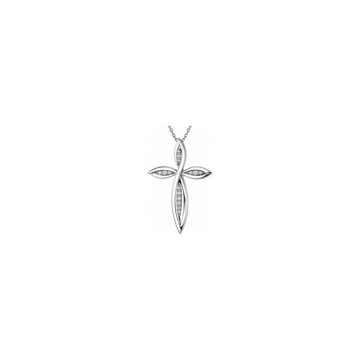Cruz de Mujer Estilizada con Diamantes Naturales Oro Blanco 18kt AuriA