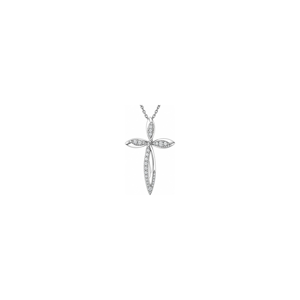 Cruz de mujer estilizada con diamantes naturales en oro blanco de 18kt AuriA