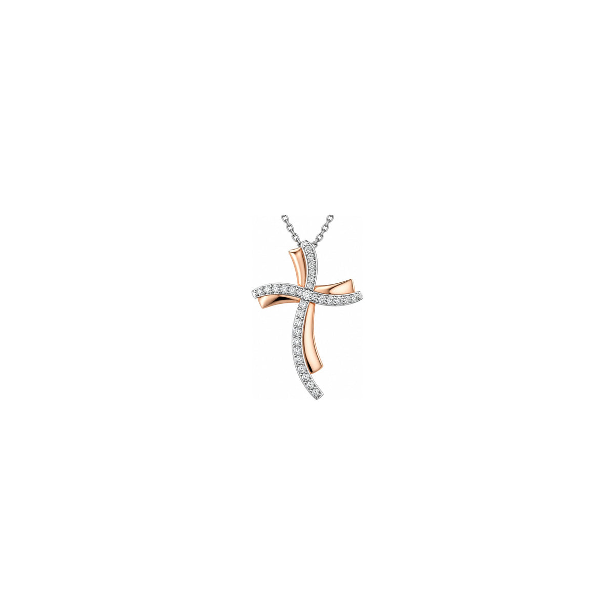 Stylized Women's Cross with Natural Diamonds in 18kt Two-Tone Gold AuriA
