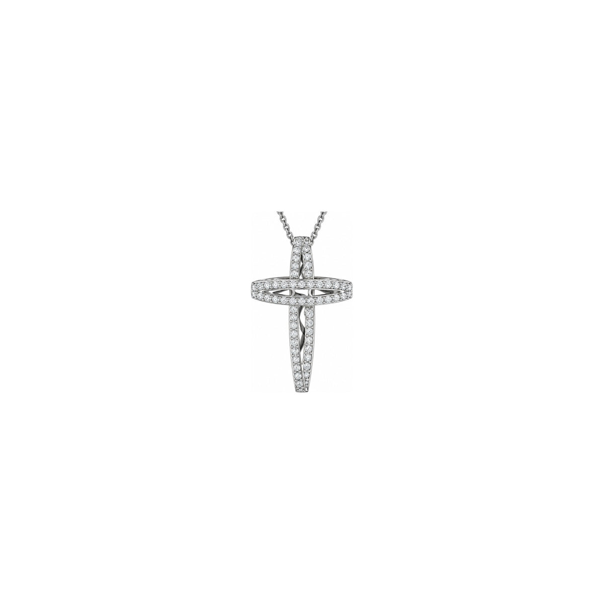 Stylized Women's Cross with Natural Diamonds, 18kt White Gold AuriA