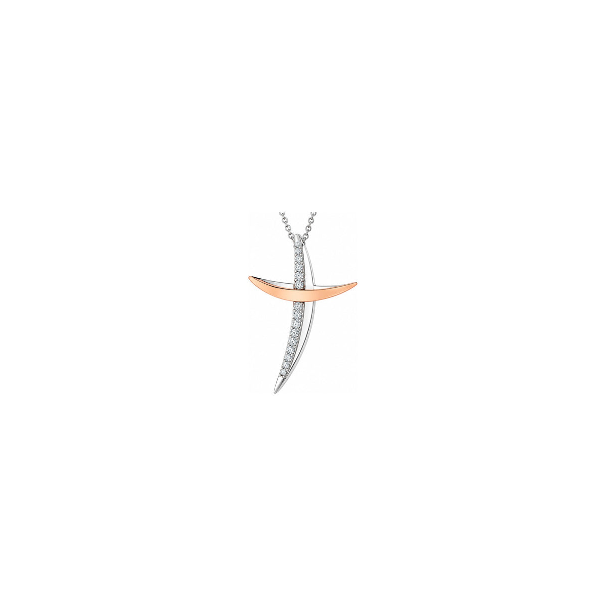 Stylized Women's Cross with Natural Diamonds in 18kt Two-Tone Gold AuriA