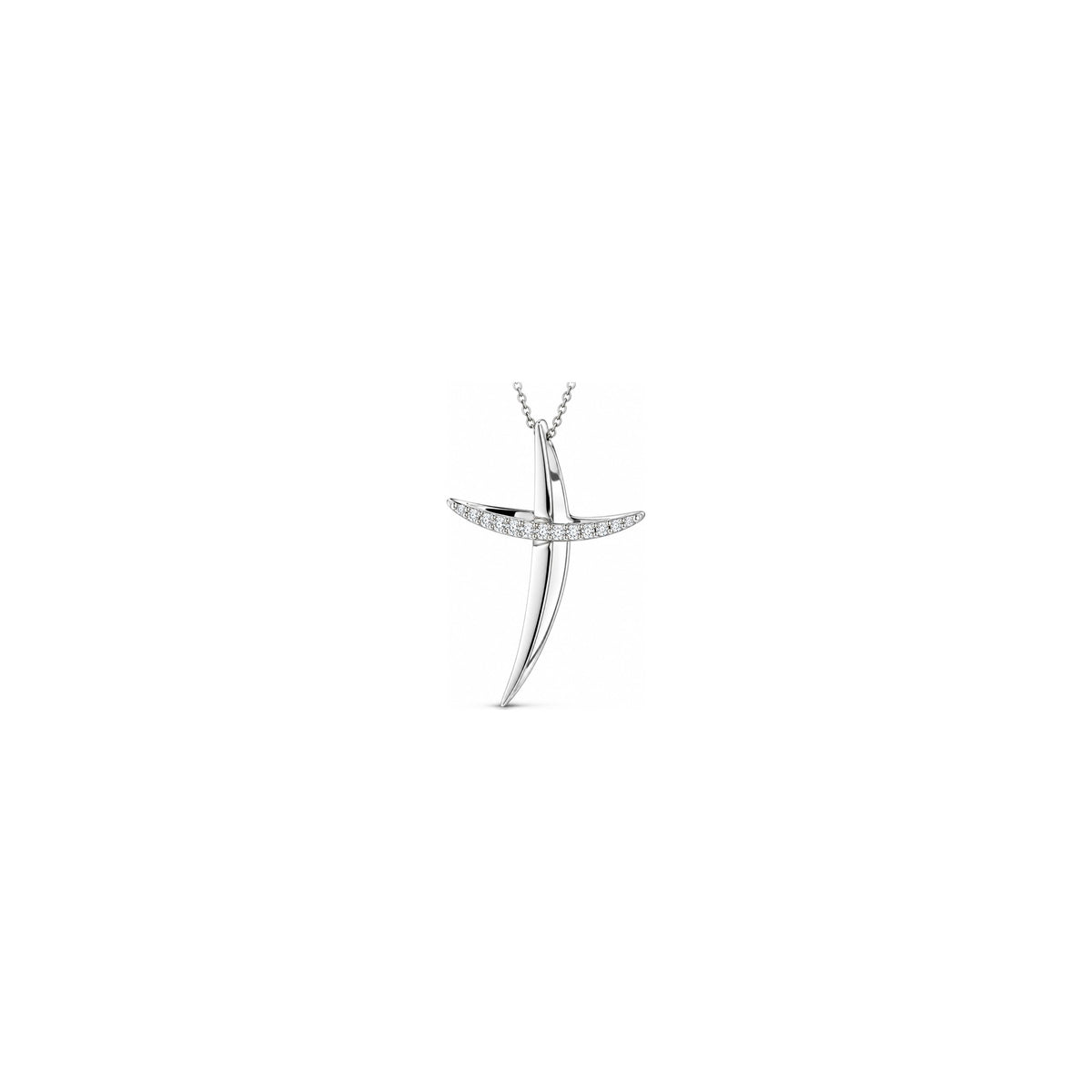 Stylized Women's Cross with Natural Diamonds, 18kt White Gold AuriA