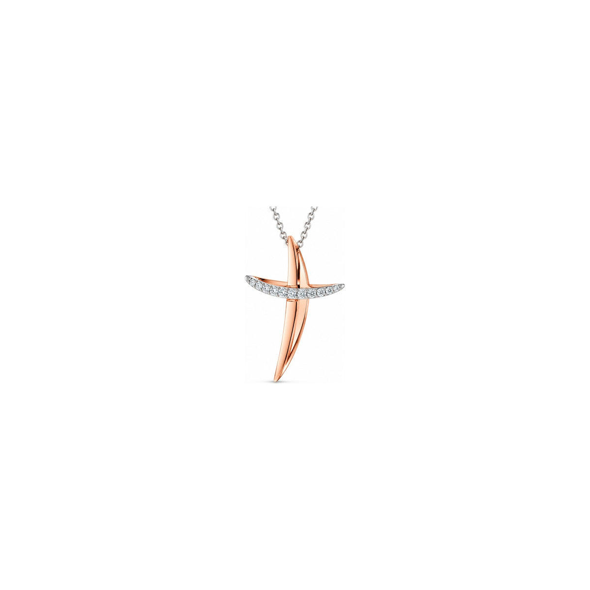 Stylized Women's Cross with Natural Diamonds in 18kt Two-Tone Gold AuriA