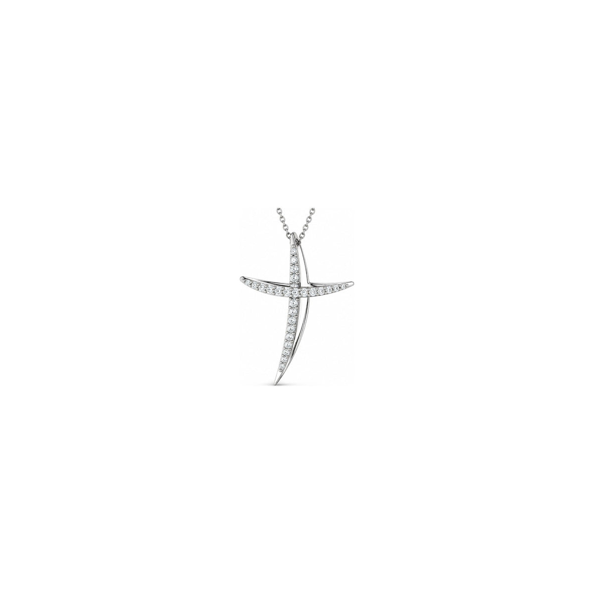 Stylized Women's Cross with Natural Diamonds, 18kt White Gold AuriA