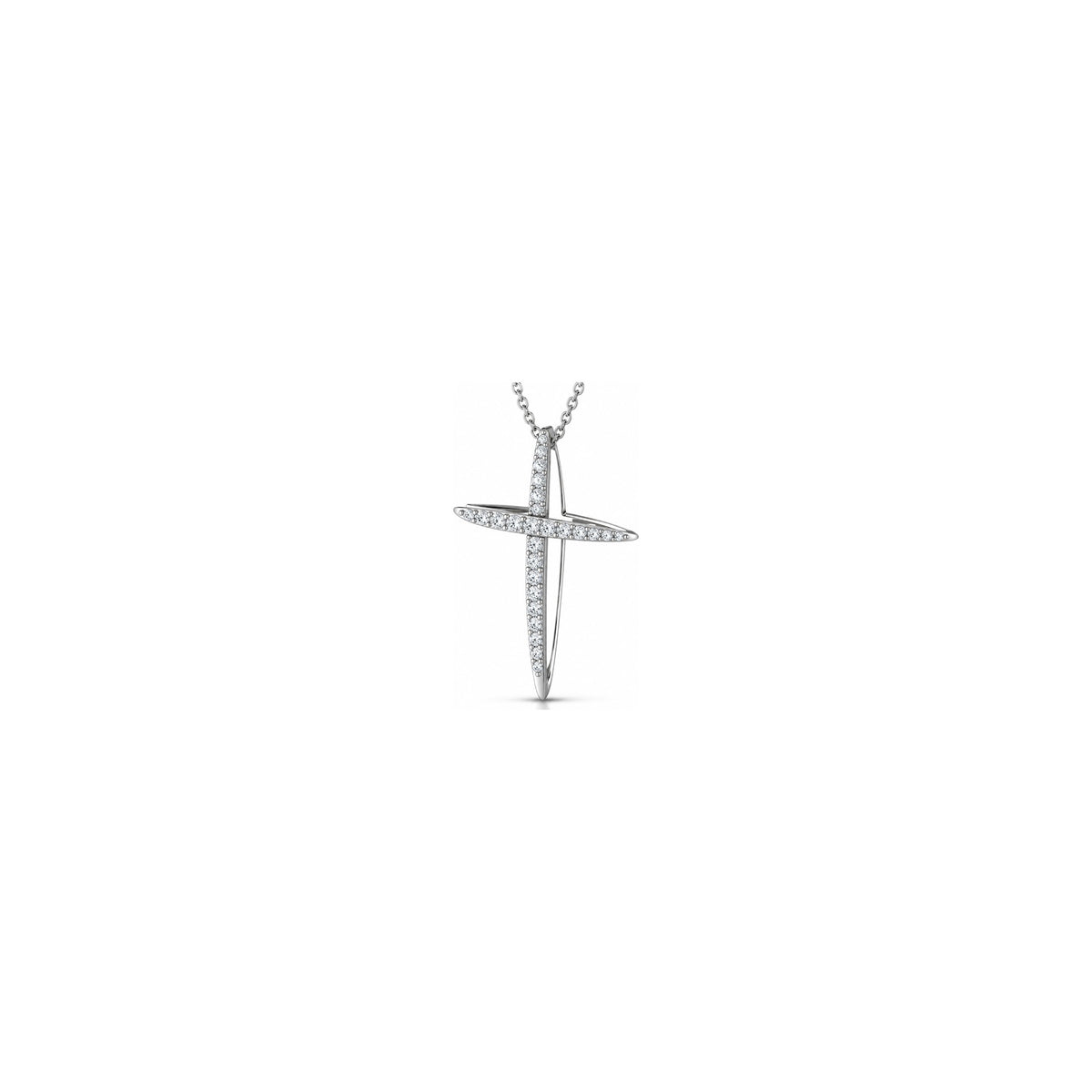 Cruz de Mujer Estilizada con Diamantes Naturales Oro Blanco 18kt AuriA