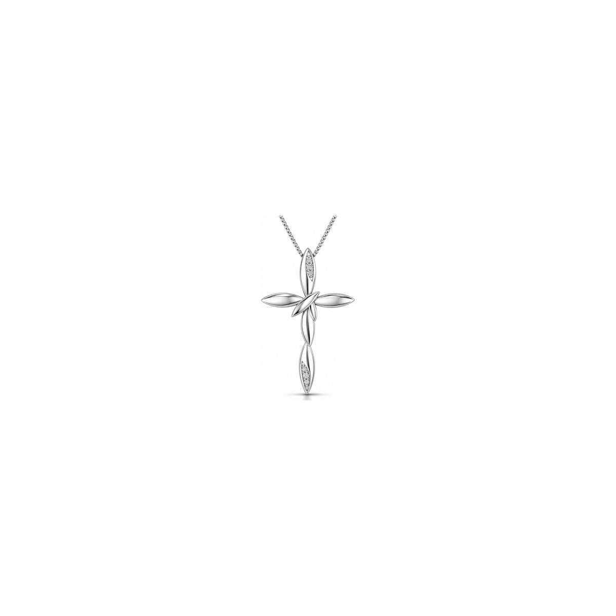 Cruz de Mujer Estilizada con Diamantes Naturales Oro Blanco 18kt AuriA