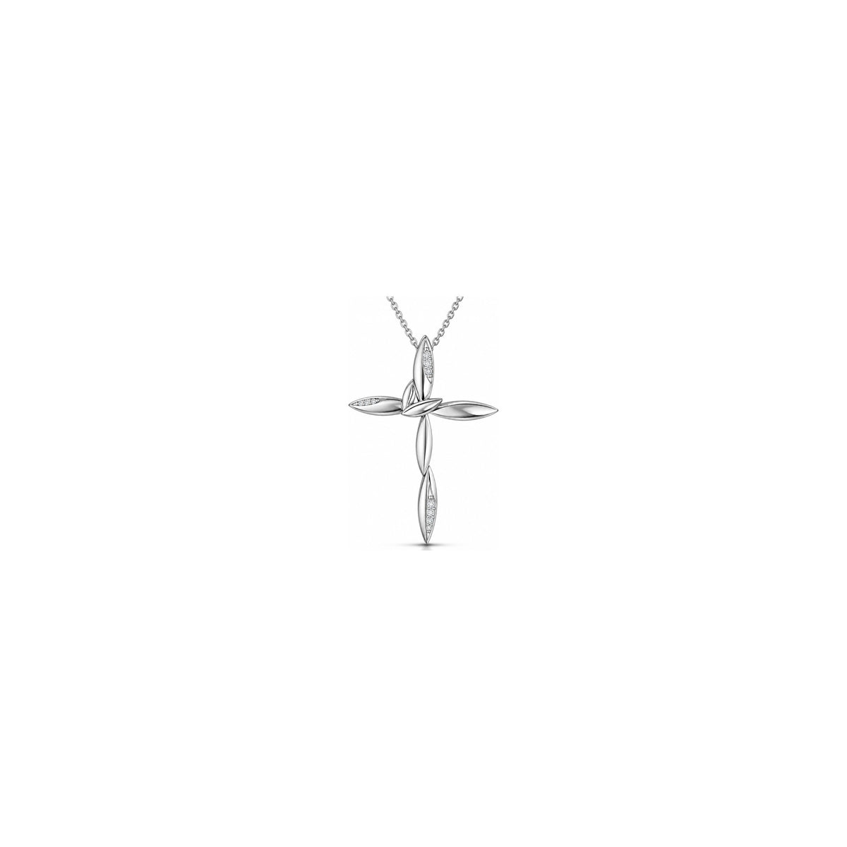 Cruz de Mujer Estilizada con Diamantes Naturales en Oro Blanco de 18kt AuriA