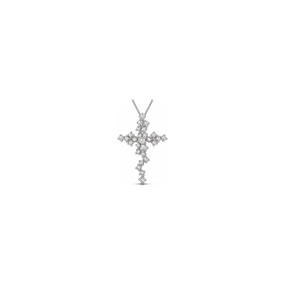 Stylized Women's Cross with Natural Diamonds, 18kt White Gold AuriA
