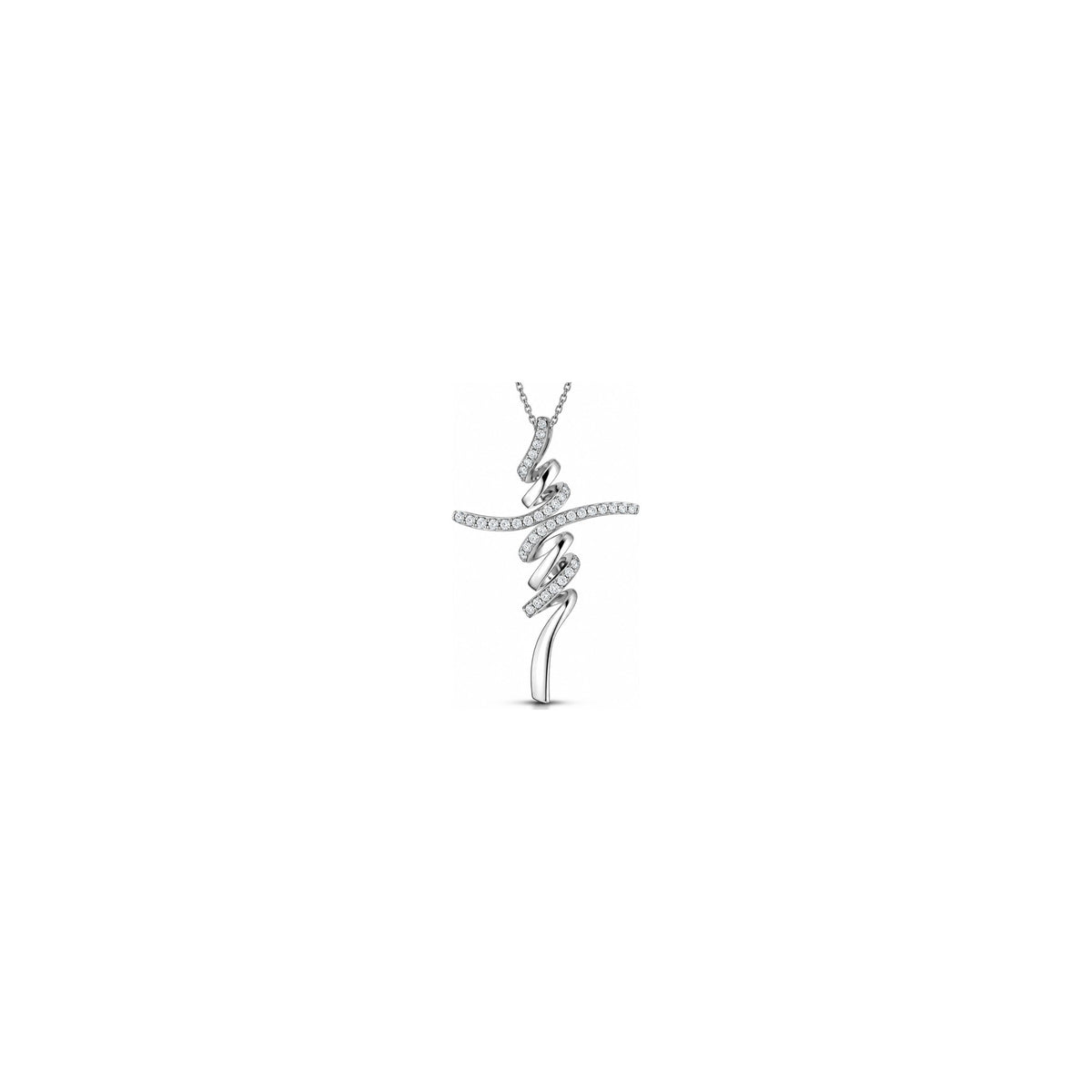 Stylized Women's Cross with Natural Diamonds, 18kt White Gold AuriA