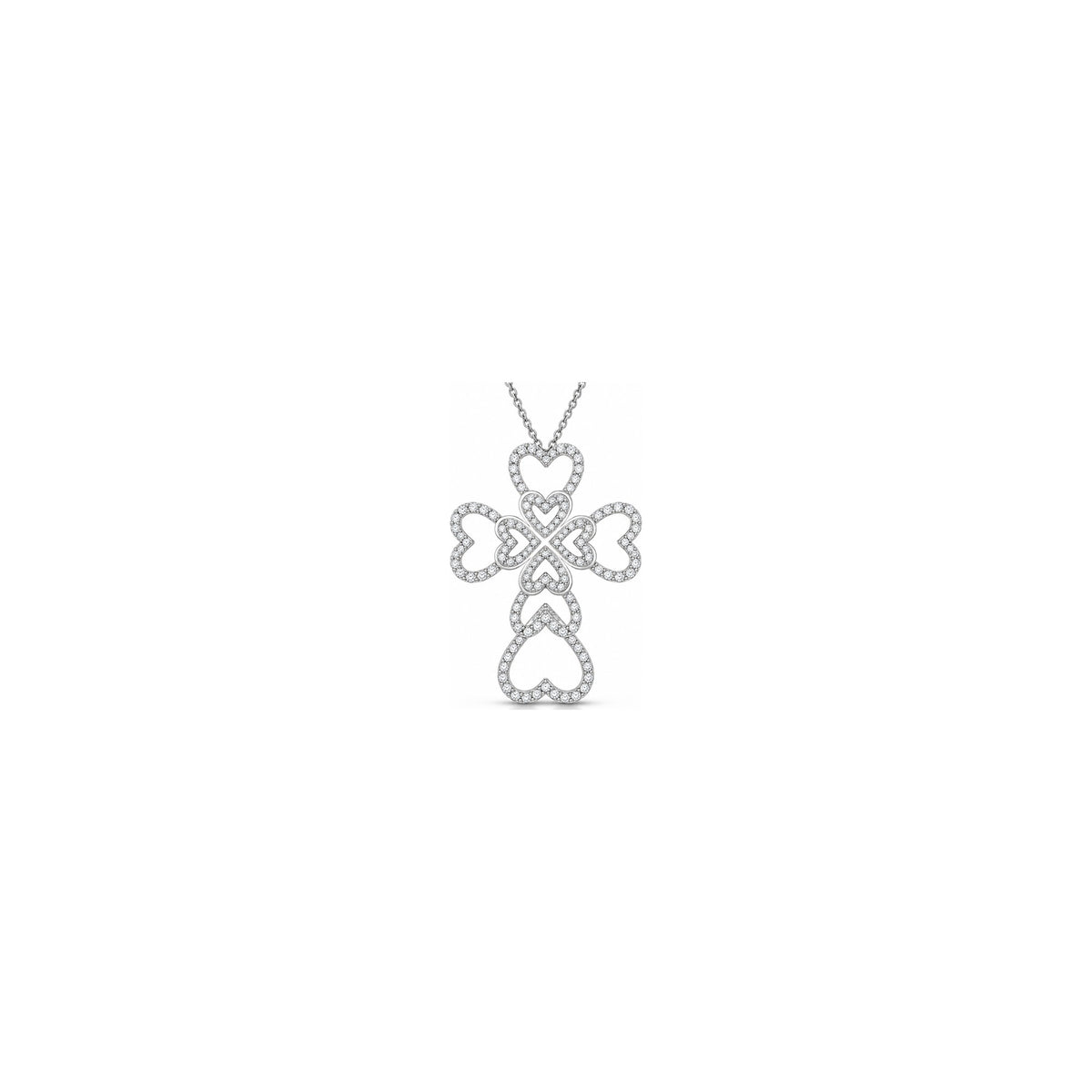 Cruz de Mujer Estilizada con Diamantes Naturales Oro Blanco 18kt AuriA