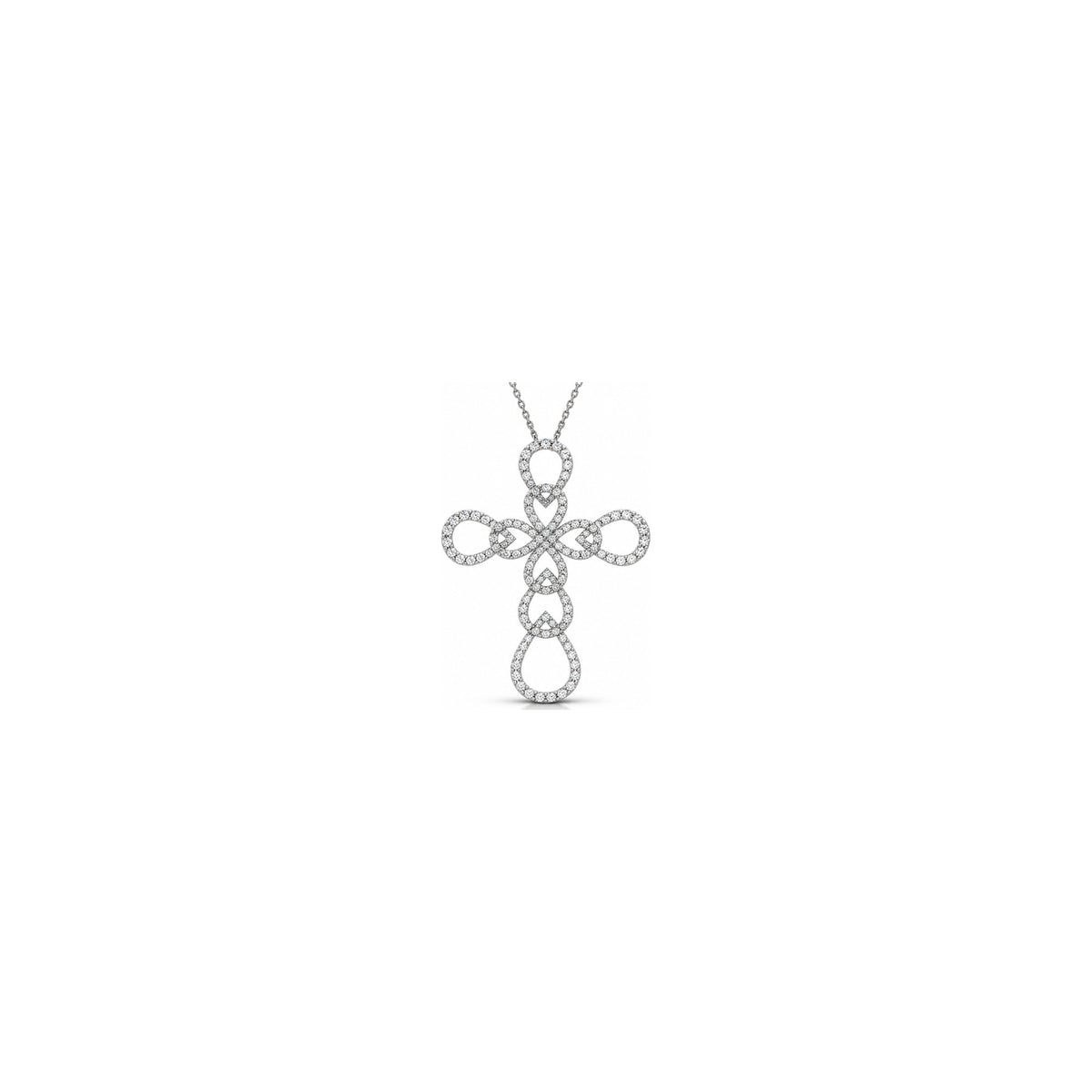 Stylized Women's Cross with Natural Diamonds, 18kt White Gold AuriA