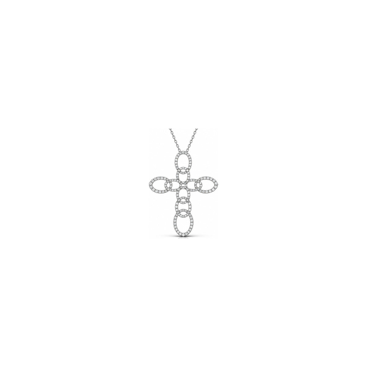 Stylized Women's Cross with Natural Diamonds, 18kt White Gold AuriA