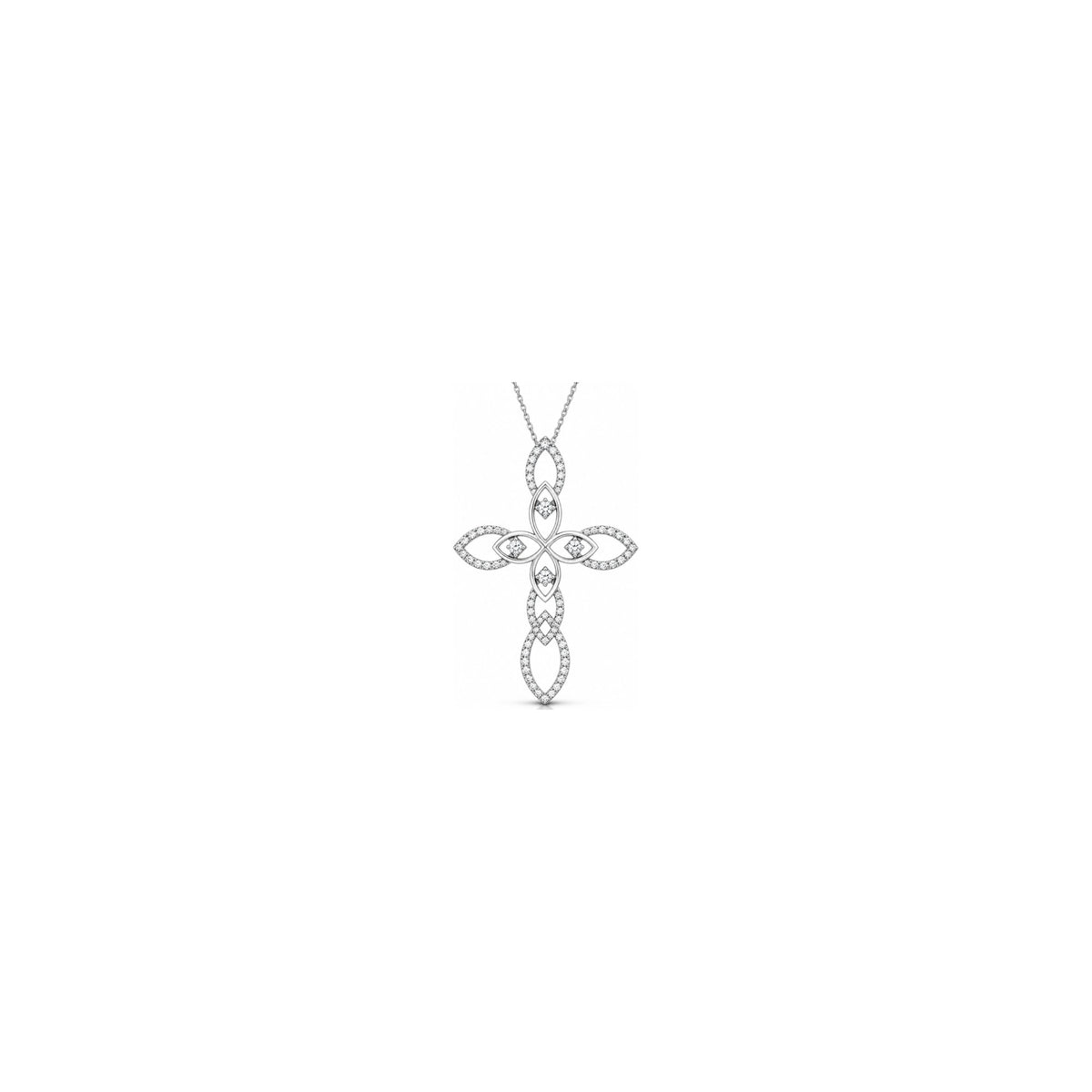 Stylized Women's Cross with Natural Diamonds, 18kt White Gold AuriA