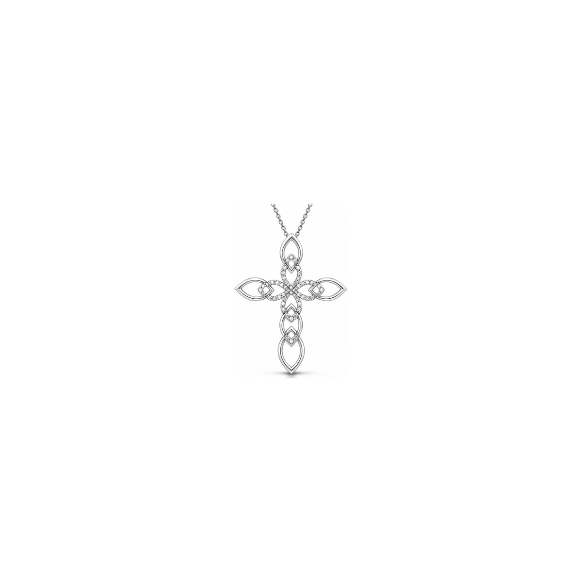 Stylized Women's Cross with Natural Diamonds, 18kt White Gold AuriA