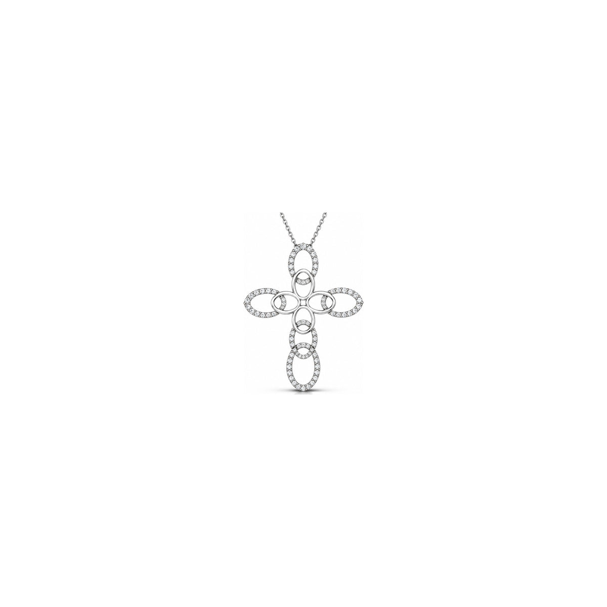 Stylized Women's Cross with Natural Diamonds, 18kt White Gold AuriA