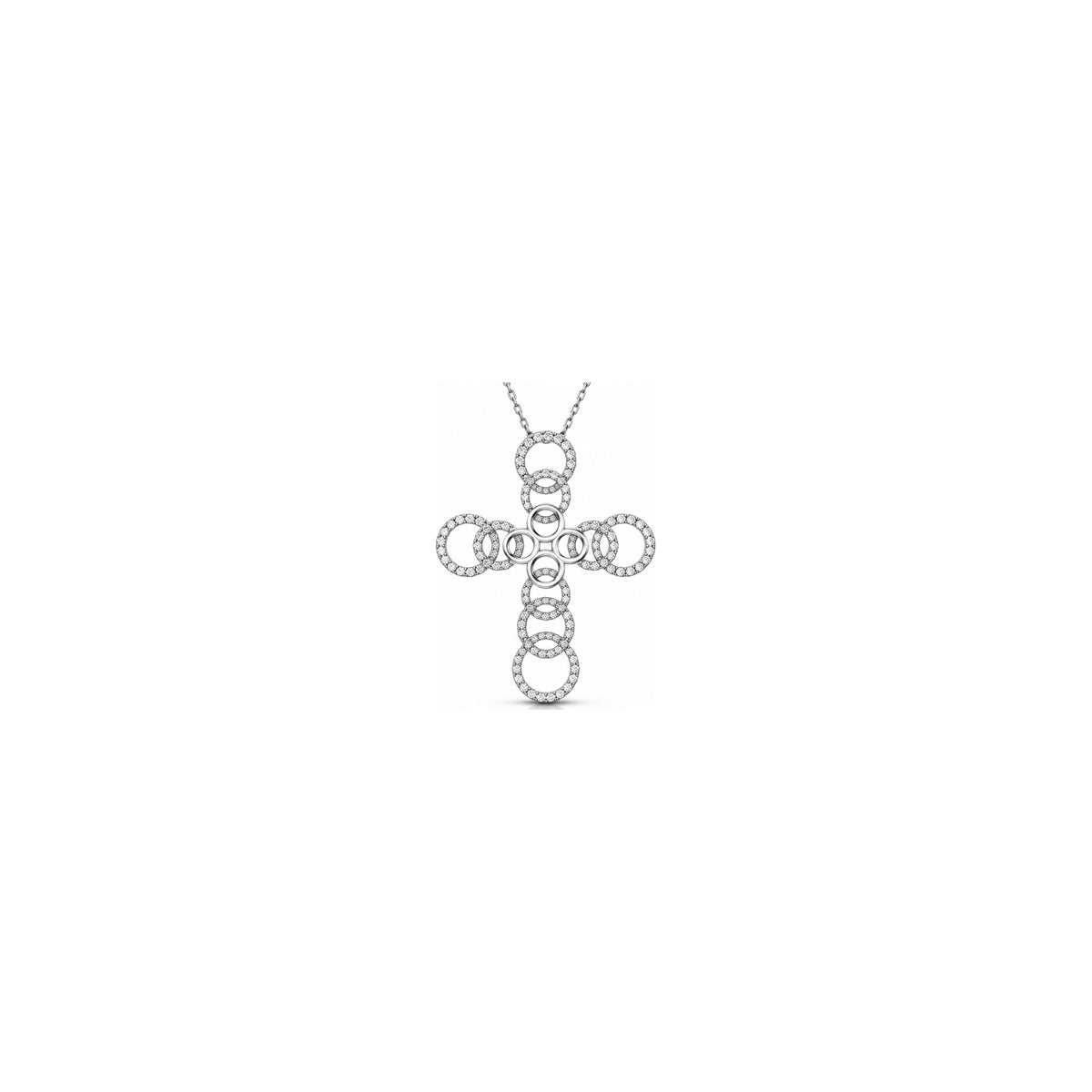 Stylized Women's Cross with Natural Diamonds, 18kt White Gold AuriA