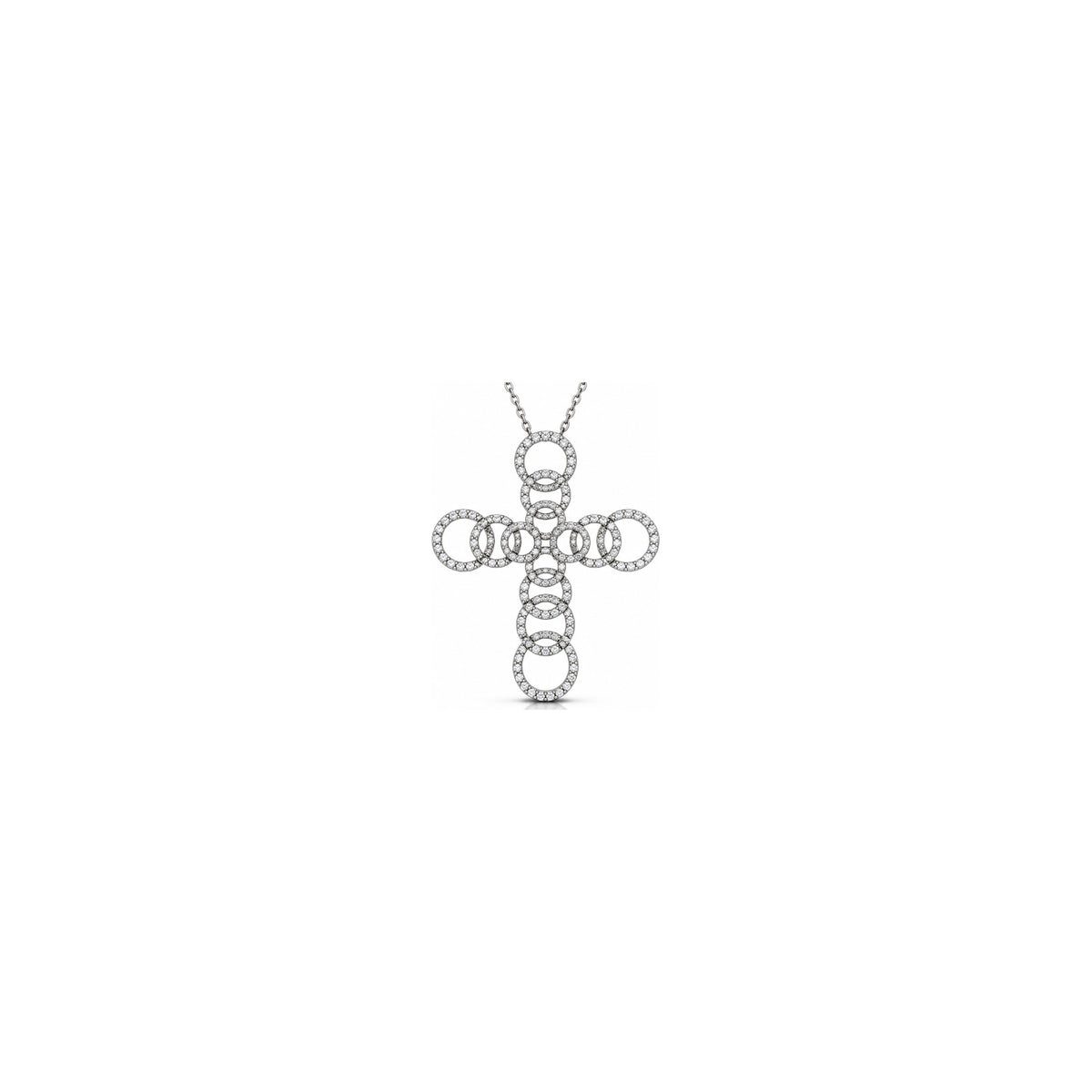 Stylized Women's Cross with Natural Diamonds, 18kt White Gold AuriA