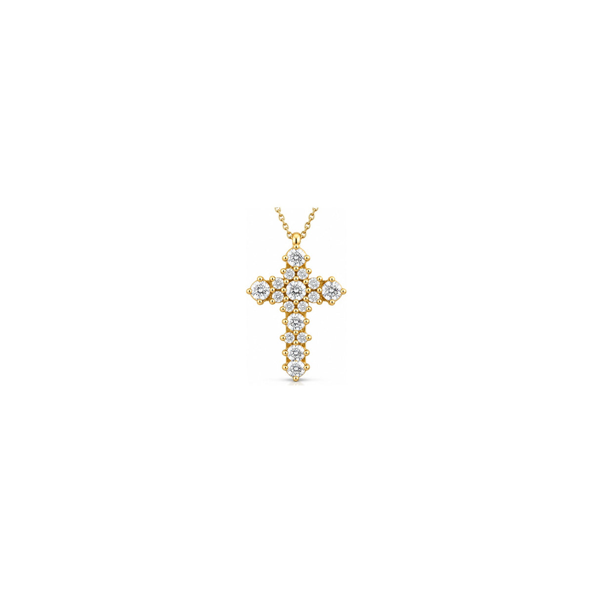 AuriA 18kt Yellow Gold Stylized Women's Cross with Natural Diamonds