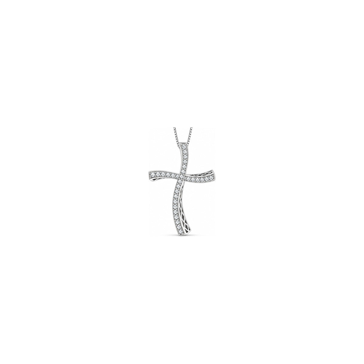 AuriA 18kt White Gold Classic Women's Cross with Natural Diamonds