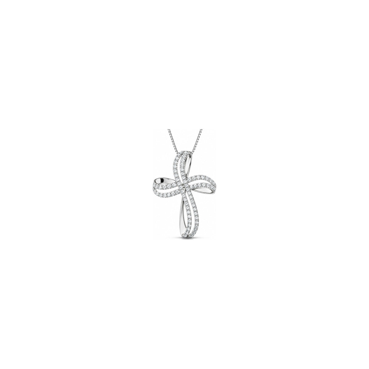 Stylized Women's Cross with Natural Diamonds, 18kt White Gold AuriA