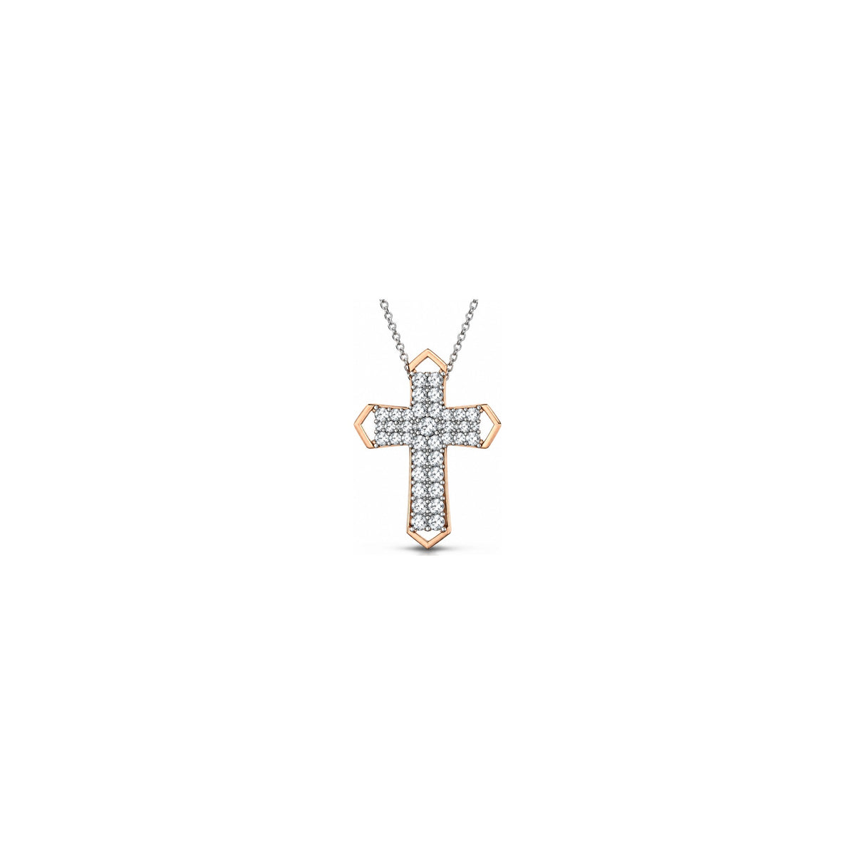 Stylized Women's Cross with Natural Diamonds, 18kt White Gold AuriA