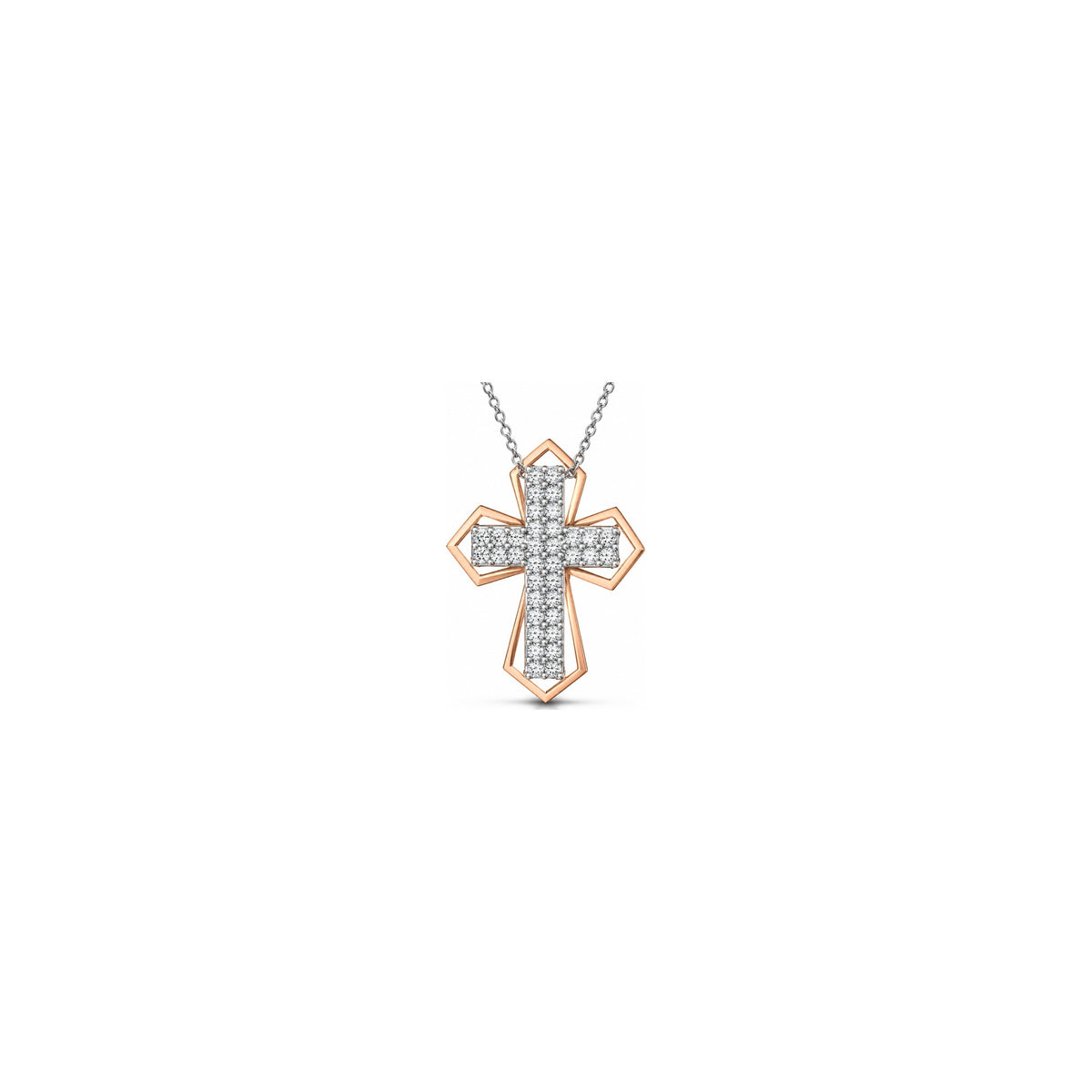 Stylized Women's Cross with Natural Diamonds, 18kt White Gold AuriA