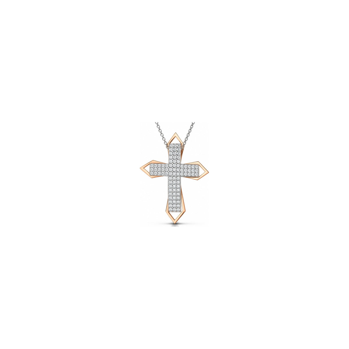 Stylized Women's Cross with Natural Diamonds, 18kt White Gold AuriA