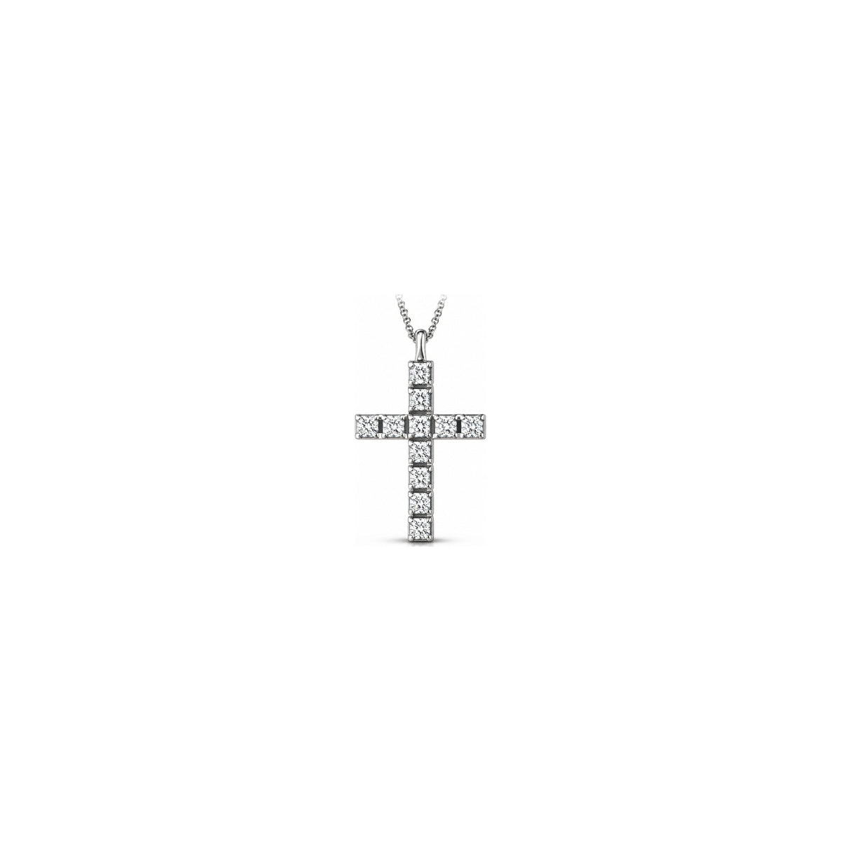 Stylized Women's Cross with Natural Diamonds, 18kt White Gold AuriA