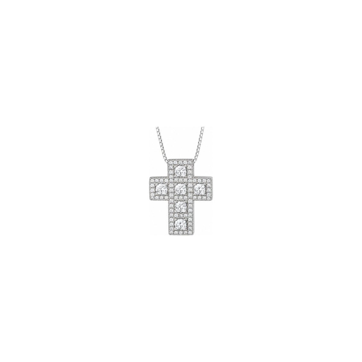 AuriA 18kt White Gold Diamond Rhombus Cross Pendant