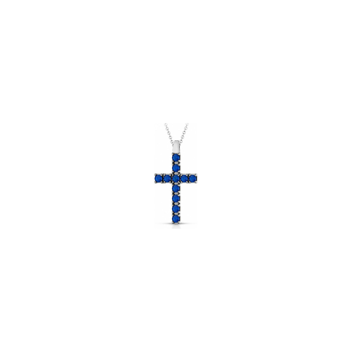 Croce Tennis 11 Pietre con Zaffiro Oro Bianco 18kt AuriA