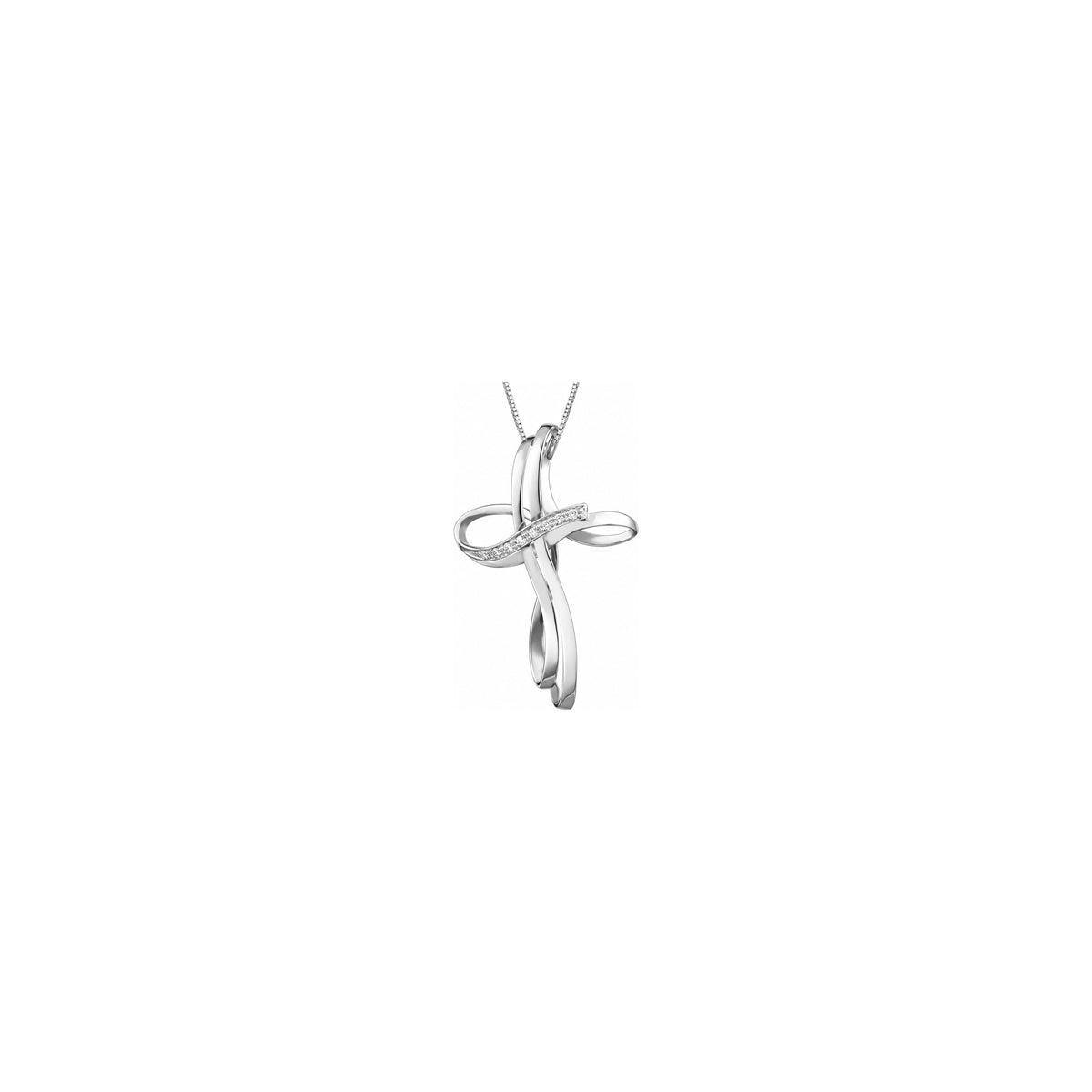 Stylized Women's Cross with Natural Diamonds, 18kt White Gold AuriA