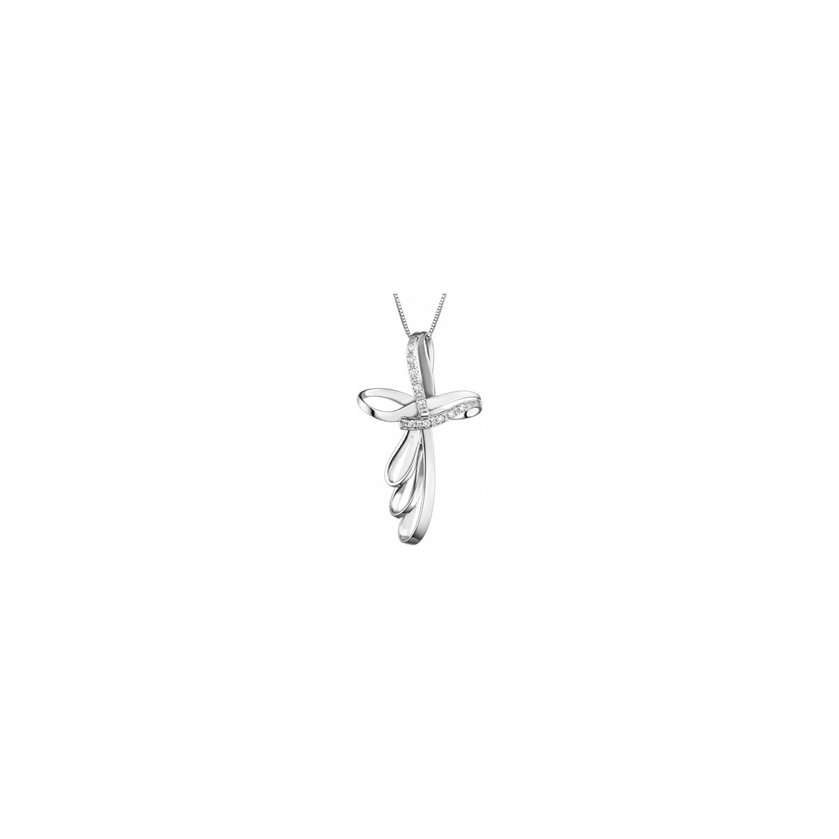 Stylized Women's Cross with Natural Diamonds, 18kt White Gold AuriA