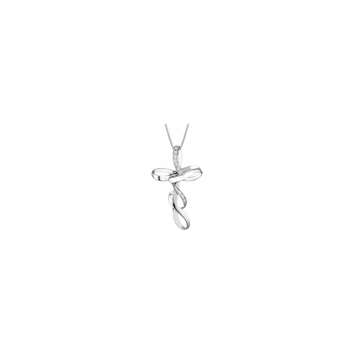 Stylized Women's Cross with Natural Diamonds, 18kt White Gold AuriA