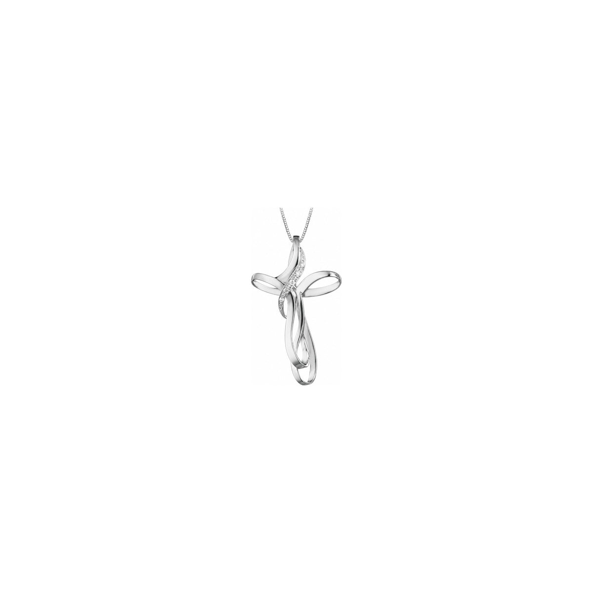 Stylized Women's Cross with Natural Diamonds, 18kt White Gold AuriA