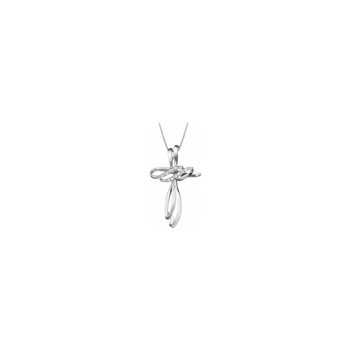 Stylized Women's Cross with Natural Diamonds, 18kt White Gold AuriA